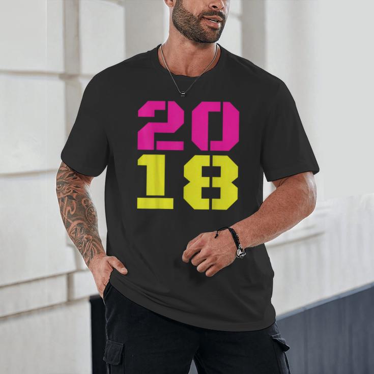 2018 Big Neon Numbers For The New Year Or Graduation Unisex T-Shirt