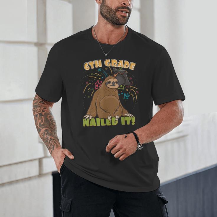 6th Grade Graduation Sloth Nailed It Class Of 2025 Unisex T-Shirt