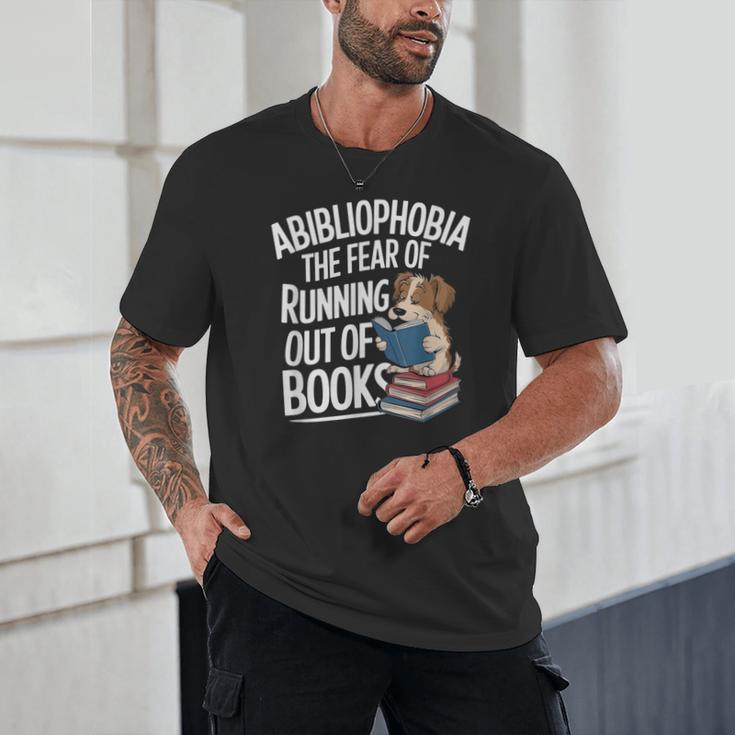 Abibliophobia Dog Book Lover Library Unisex T-Shirt
