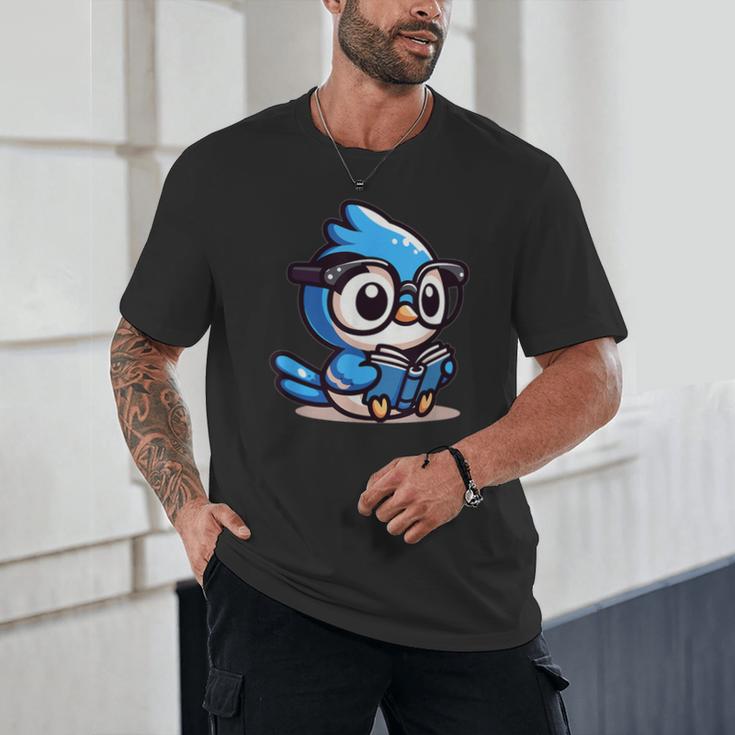 Adorable Book Lover Blue Jay With Reading Glasses Cute Unisex T-Shirt Adorable Book Lover Blue Jay With Reading Glasses Cute Unisex T-Shirt