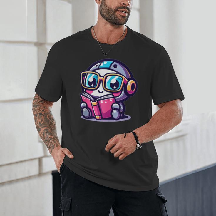 Adorable Book Lover Robot With Reading Glasses Cute Unisex T-Shirt Adorable Book Lover Robot With Reading Glasses Cute Unisex T-Shirt