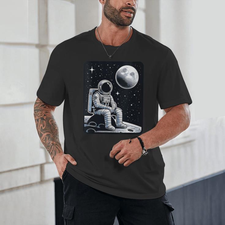 Aesthetic Spaceman Astronaut On The Moon Space Introvert Unisex T-Shirt