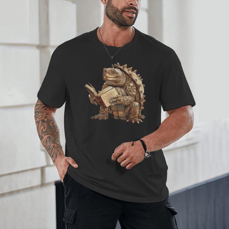 Alligator Snapping Turtle Reading A Book Unisex T-Shirt
