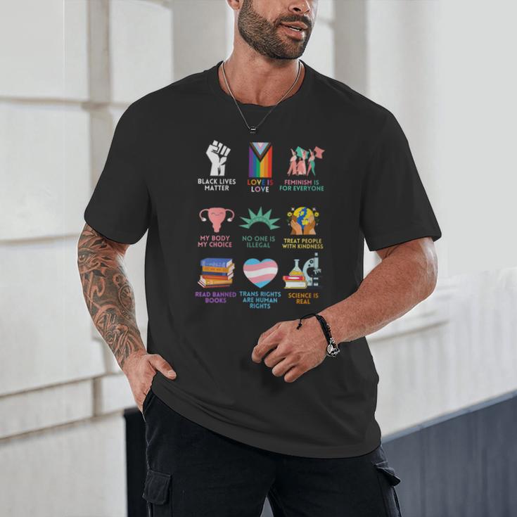 Ally Anti Trump Liberal BLM Love Is Love Banned Books Icons Unisex T-Shirt