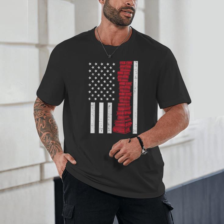 America Flag Read Book Reading Librarian Men Women Kids Unisex T-Shirt