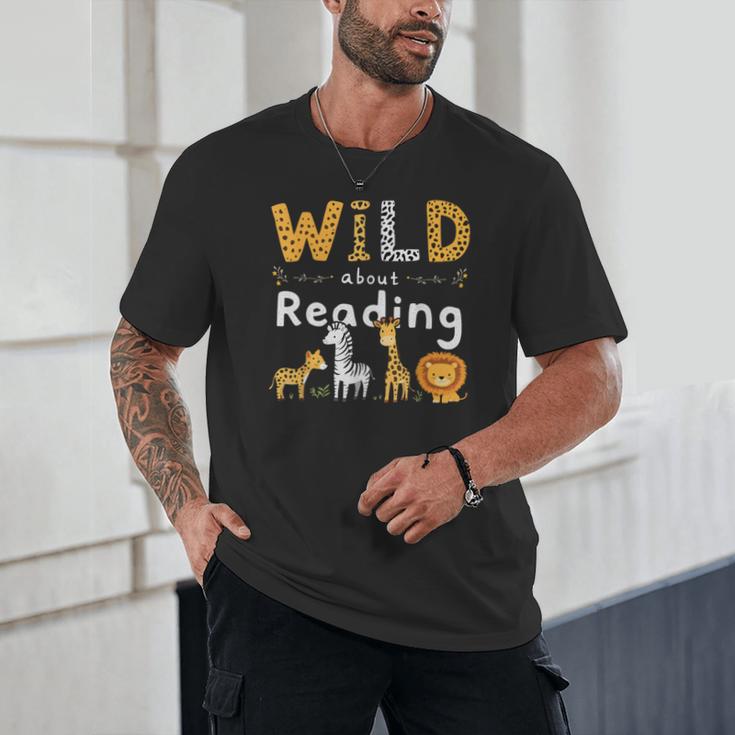 Animal Print Read A Book Character Kids Wild About Reading Unisex T-Shirt