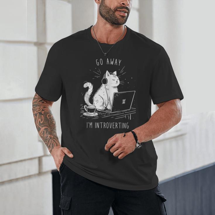 Antisocial Introvert Cat With Coffee On Computer Emo Goth Unisex T-Shirt Antisocial Introvert Cat With Coffee On Computer Emo Goth Unisex T-Shirt