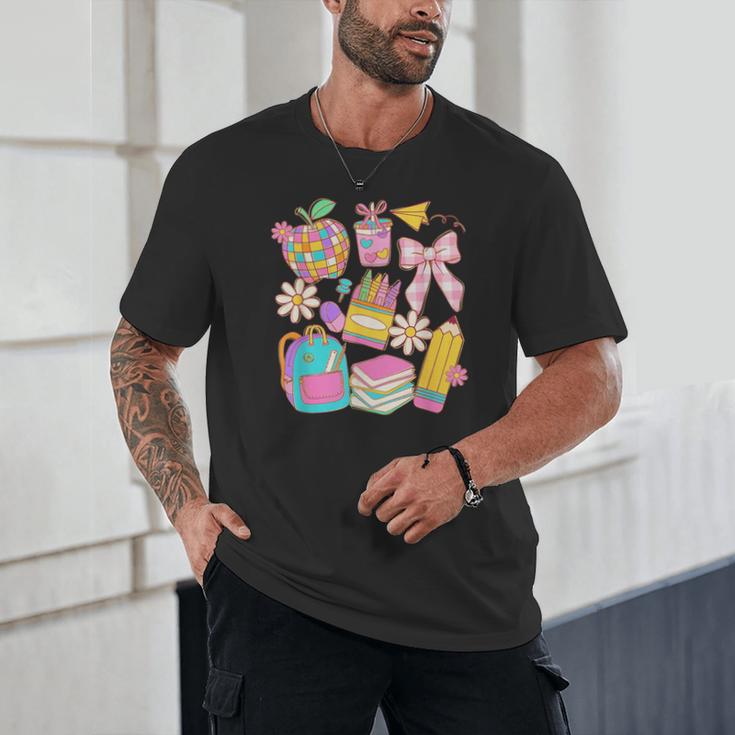Apple Disco Pencil Books Bow Teacher Student Back To School Unisex T-Shirt Apple Disco Pencil Books Bow Teacher Student Back To School Unisex T-Shirt