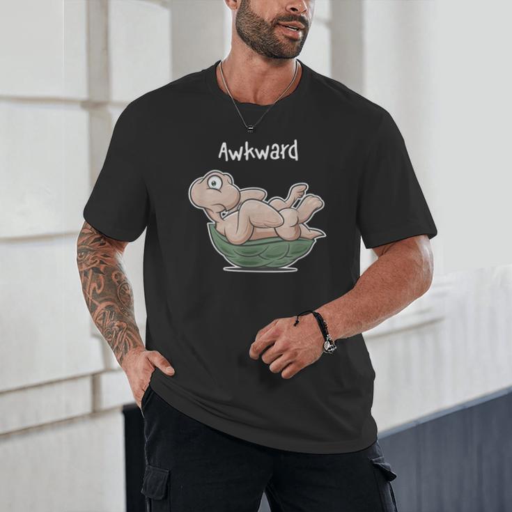 Awkward Turtle Upside Down Witty Comical Introvert Unisex T-Shirt Awkward Turtle Upside Down Witty Comical Introvert Unisex T-Shirt