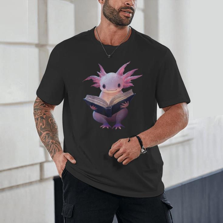 Axolotl Bookworm Reading Book Kawaii Graphic Unisex T-Shirt