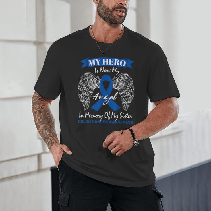 Blue Ribbon In Memory Of My Sister Colon Cancer Awareness Unisex T-Shirt Blue Ribbon In Memory Of My Sister Colon Cancer Awareness Unisex T-Shirt