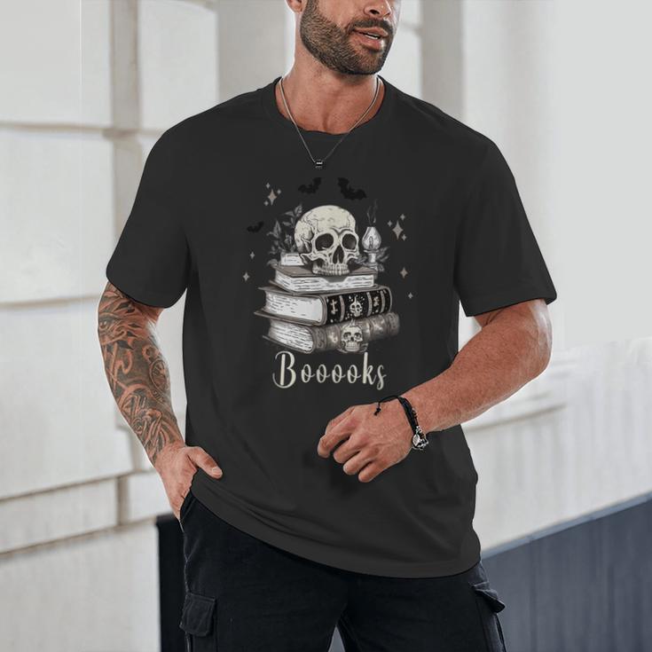 Boo Skeleton Skull Books Halloween Women School Teacher Kid Unisex T-Shirt