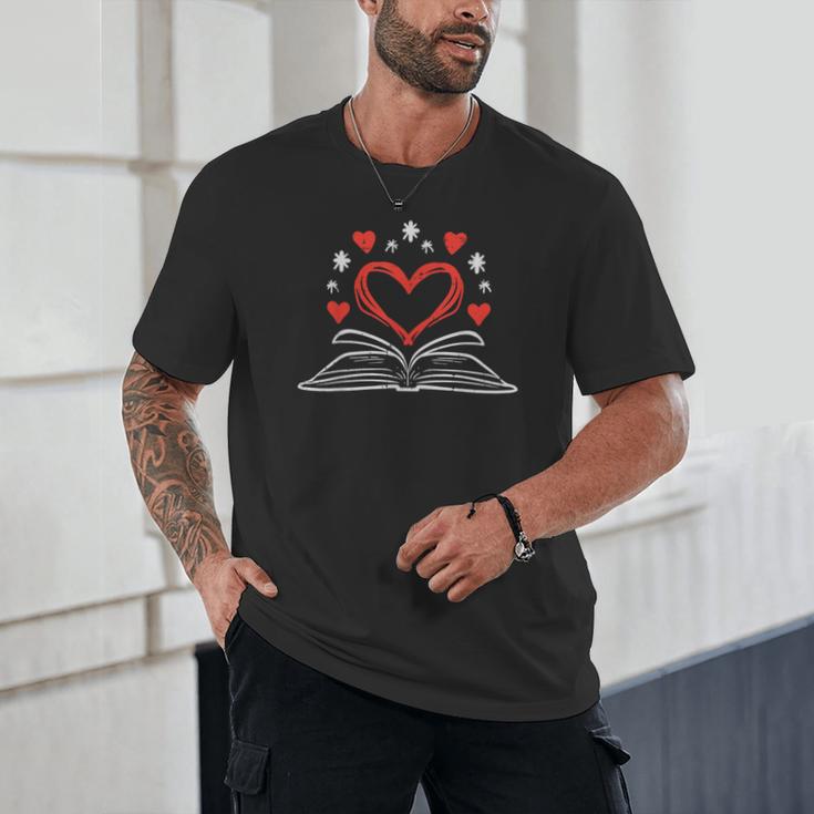 Book Heart Read Book Reading Librarian Men Women Kids Unisex T-Shirt