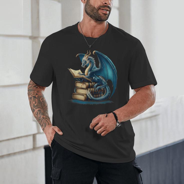 Book Lover Bookworm Reading Books Dragon Sci-Fi Character Unisex T-Shirt