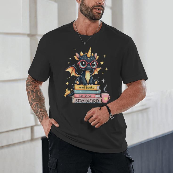 Book Lover Chibi Dragon With Big Red Glasses Bookworm Unisex T-Shirt Book Lover Chibi Dragon With Big Red Glasses Bookworm Unisex T-Shirt