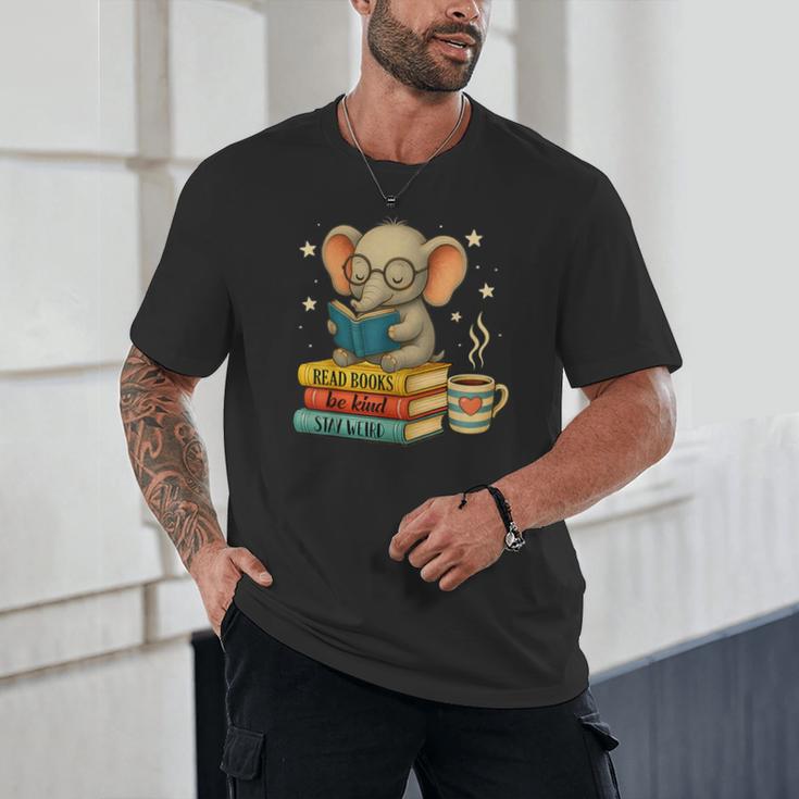 Book Lover Elephant Reading Books Library Read Books Be Kind Unisex T-Shirt