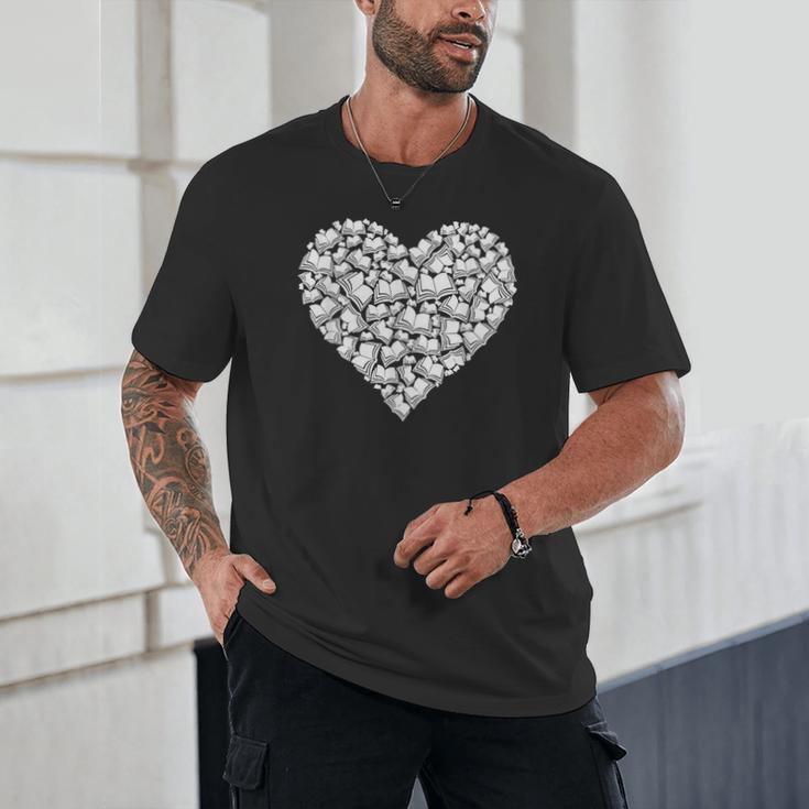 Book Lover Heart Shape Reading Librarian Library Teacher Unisex T-Shirt