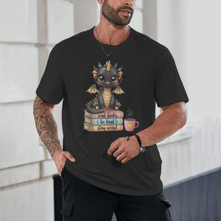 Book Lover Stay Weird Be Kind Read Books Baby Dragon Unisex T-Shirt