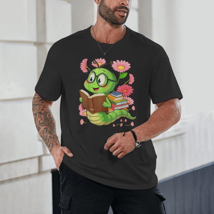 Book Worm Costume World Book Day Cute Kawaii Worm Reading Unisex T-Shirt