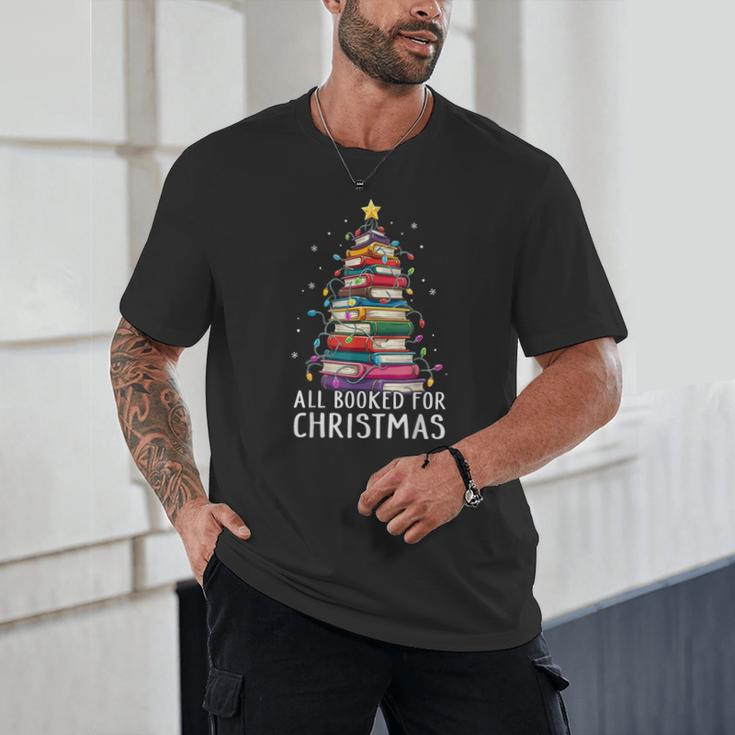All Booked For Christmas Book Christmas Tree Lights Unisex T-Shirt