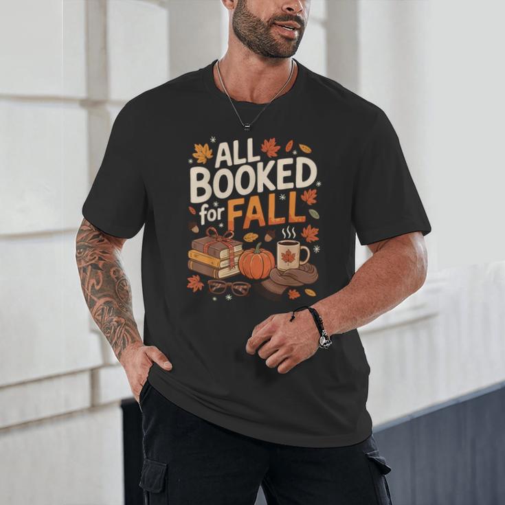 All Booked For Fall Pumpkin Books Thanksgiving Autumn Leaves Unisex T-Shirt All Booked For Fall Pumpkin Books Thanksgiving Autumn Leaves Unisex T-Shirt
