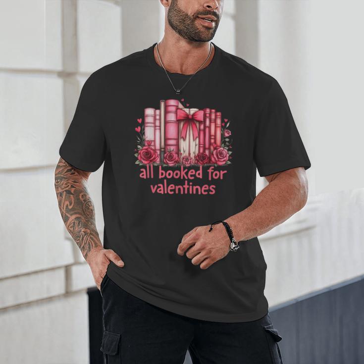 All Booked For Valentines Coquette Bow Book Lover Bookworm Unisex T-Shirt