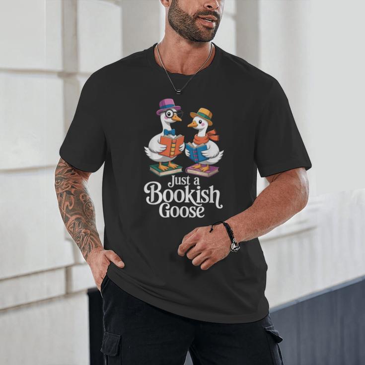Bookish Goose Cute Geese With Hats Reading Books Unisex T-Shirt