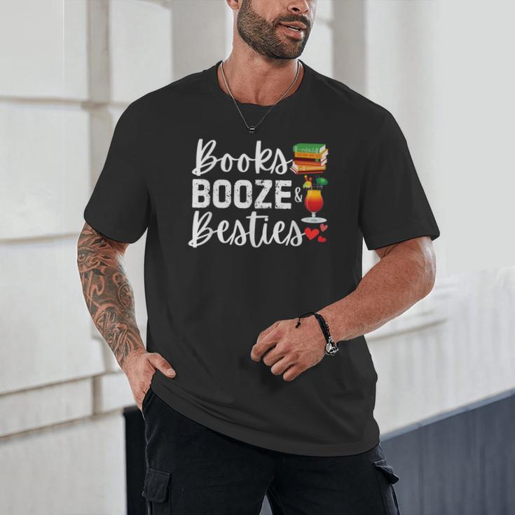 Books Booze And Besties Book Lover Bestie Squad Twinning Unisex T-Shirt