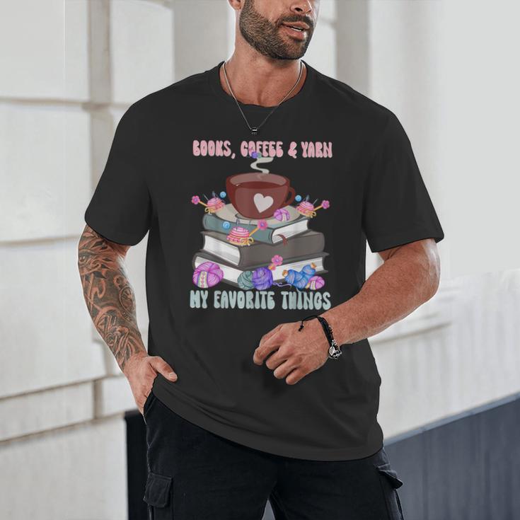Books Coffee Yarn Lover My Favorite Things Unisex T-Shirt