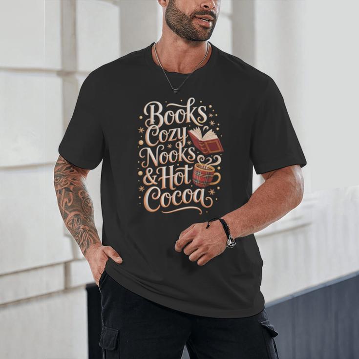 Books Cozy Nooks Hot Cocoa Winter Reading Warmth Comfort Unisex T-Shirt Books Cozy Nooks Hot Cocoa Winter Reading Warmth Comfort Unisex T-Shirt