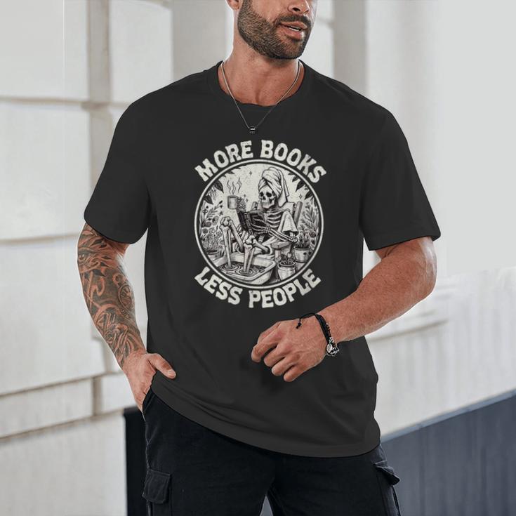 More Books Less People Introvert Skeleton Reading Unisex T-Shirt