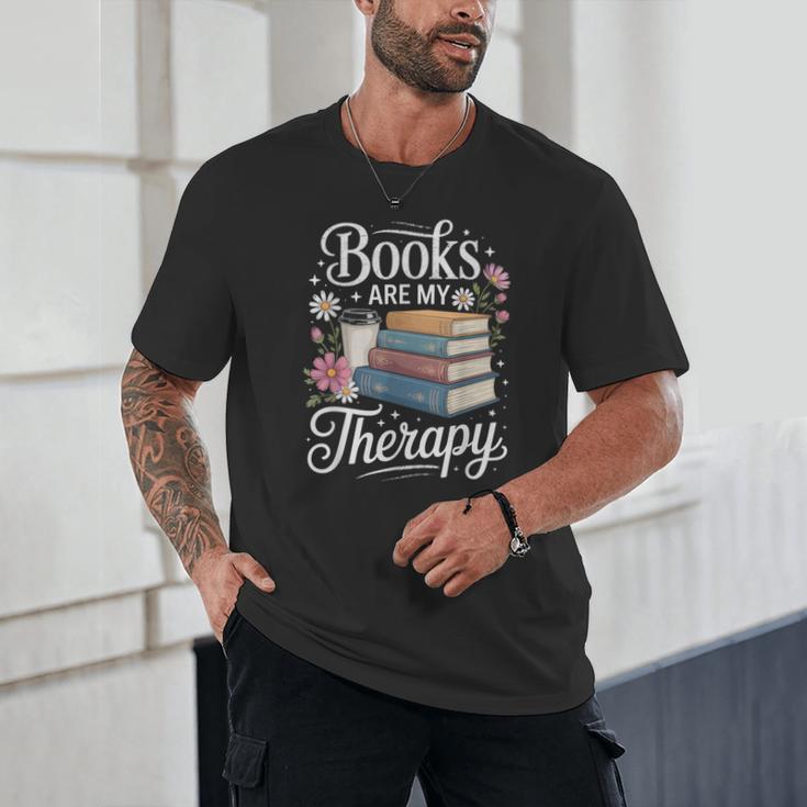 Books Are My Therapy Reading Lover Cozy Environment Unisex T-Shirt