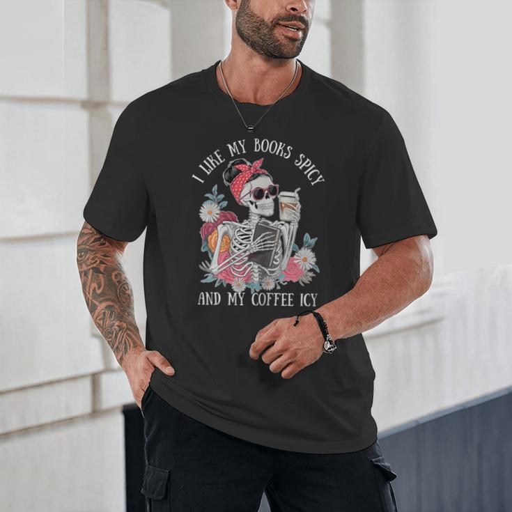 I Like My Books Spicy And My Coffee ICY Skeleton Women Unisex T-Shirt I Like My Books Spicy And My Coffee ICY Skeleton Women Unisex T-Shirt