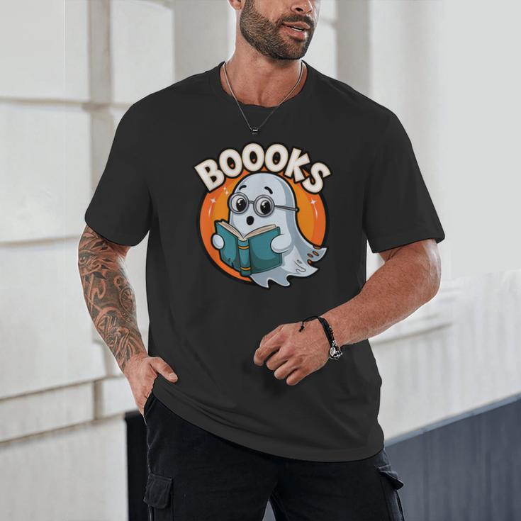 BOOOKS Cute Ghost Reading Books Halloween Unisex T-Shirt