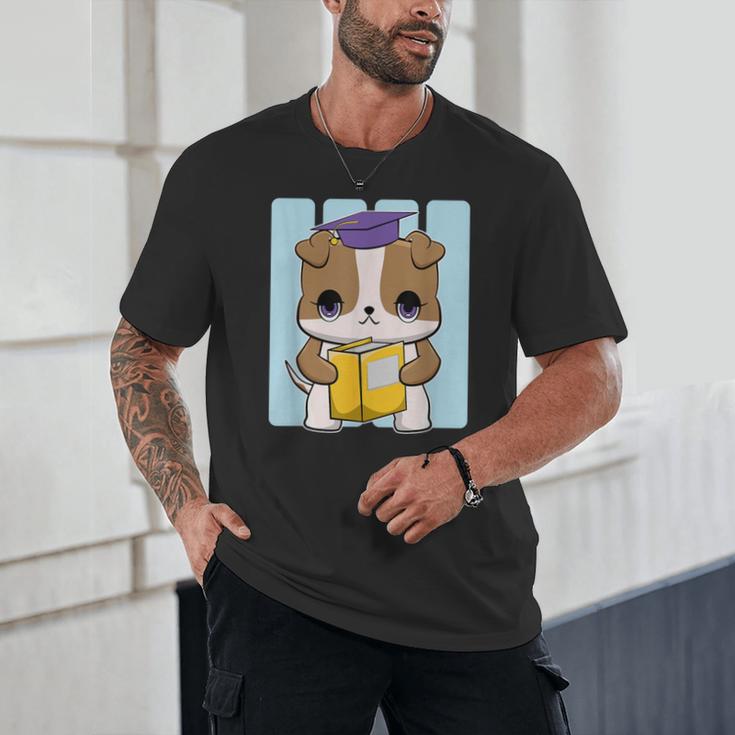 Bulldog Anime Pup Graduation Unisex T-Shirt