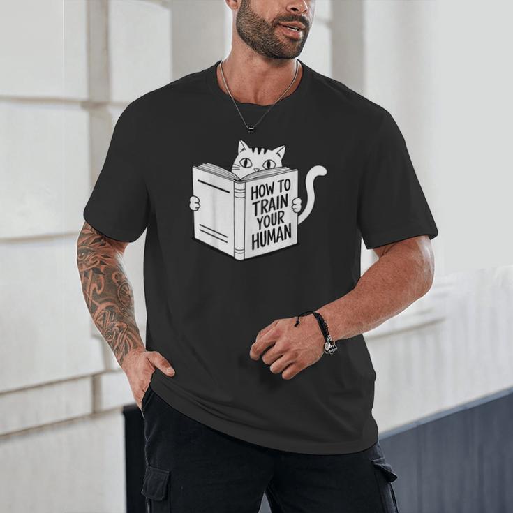 Cat Book Humor How To Train Your Human Unisex T-Shirt