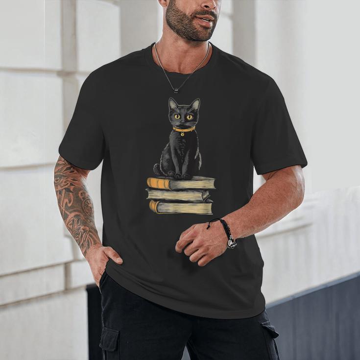 Cat Sitting On Books Unisex T-Shirt Cat Sitting On Books Unisex T-Shirt