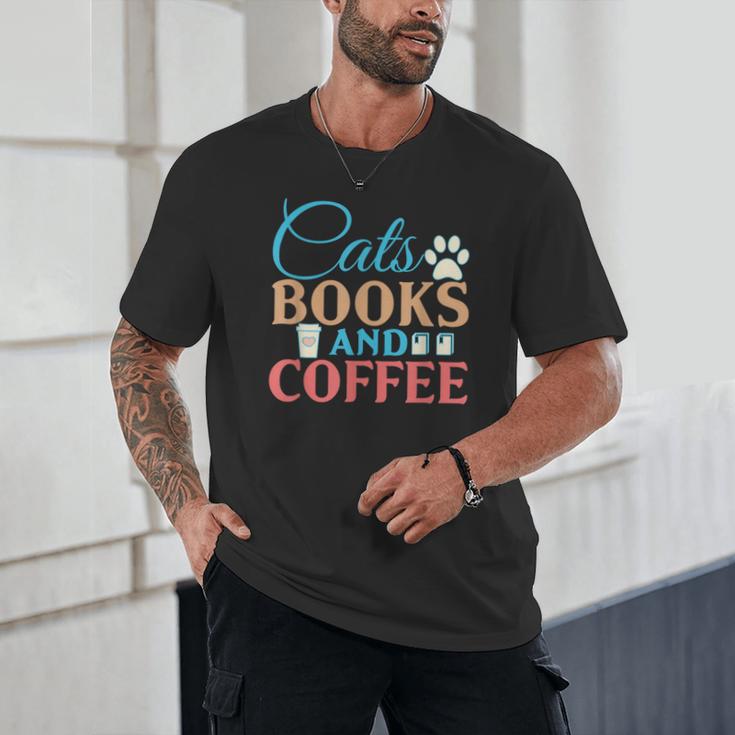 Cats Books And Coffee Unisex T-Shirt Cats Books And Coffee Unisex T-Shirt