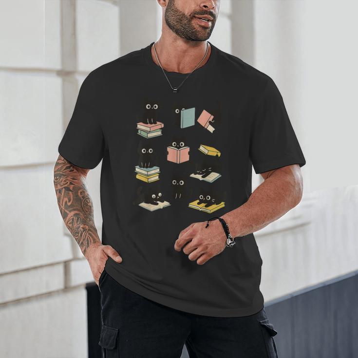 Cats Reading Books Cat Lover Unisex T-Shirt
