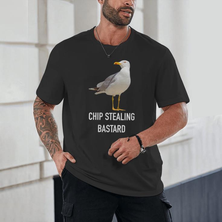 Chip Stealing Seagull Men Women Seaside Holiday Memory Unisex T-Shirt Chip Stealing Seagull Men Women Seaside Holiday Memory Unisex T-Shirt