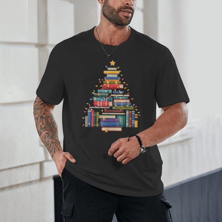 Christmas Tree Made Of Books Librarian Reader Holiday Unisex T-Shirt
