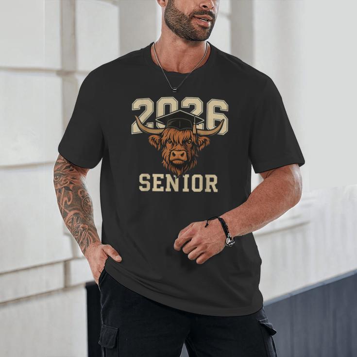 Class Of 2026 Highland Cow Senior Graduation School Pride Unisex T-Shirt