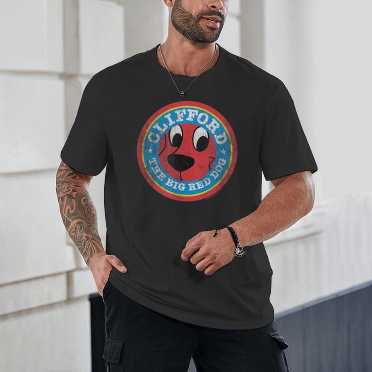Clifford The Big Red Dog Round Distressed Logo Kids Books Unisex T-Shirt