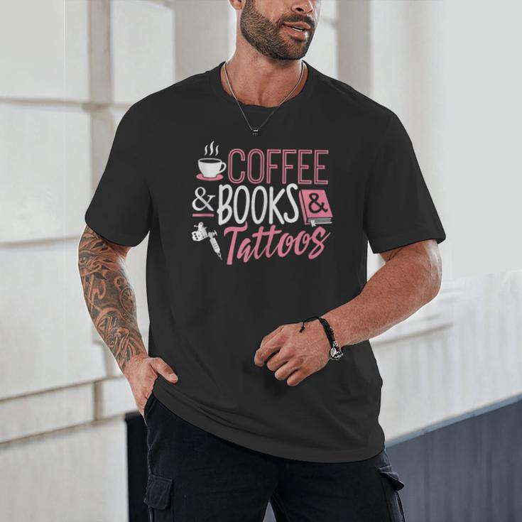 Coffee Lover Shirt Coffee And Books And Tattoos Men Women Unisex T-Shirt