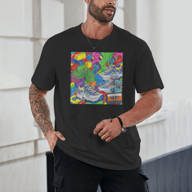 Colorful Kidcore 90s Nostalgia Meme Sneakers Robot Toy Slime Unisex T-Shirt Colorful Kidcore 90s Nostalgia Meme Sneakers Robot Toy Slime Unisex T-Shirt