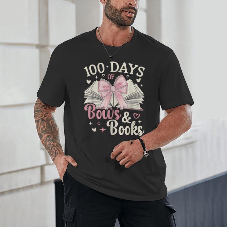 Coquette 100 Days Of Bows Books Reading 100th Day Of School Unisex T-Shirt Coquette 100 Days Of Bows Books Reading 100th Day Of School Unisex T-Shirt