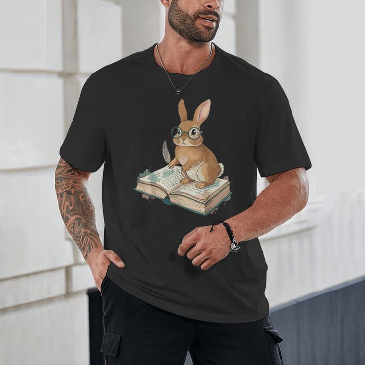 Cute Bunny Reading Book Glasses Bookworm Unisex T-Shirt