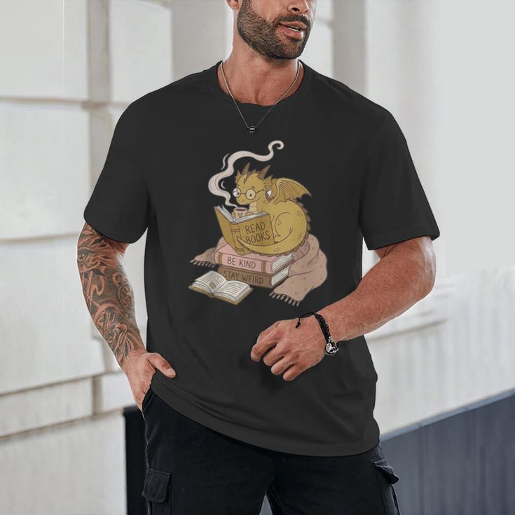 Cute Dragon Be Kind Stay Weird Read Books Unisex T-Shirt