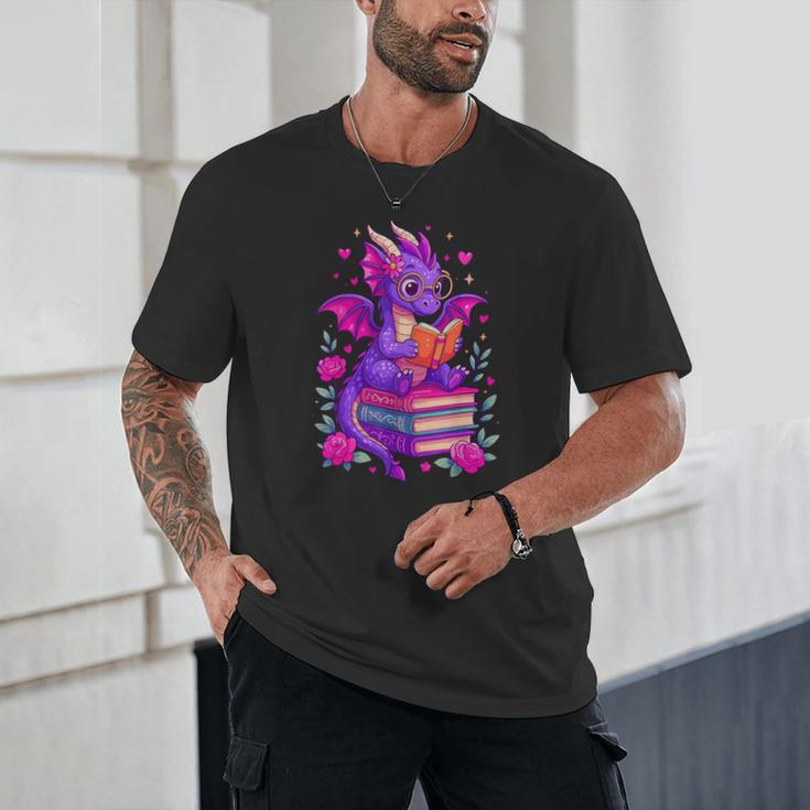 Cute Dragon Reading Books Bookworm Unisex T-Shirt