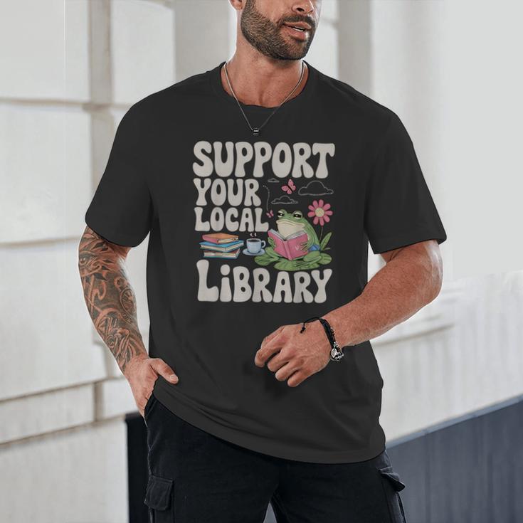 Cute Frog Support Your Local Library Librarian Book Lover Unisex T-Shirt Cute Frog Support Your Local Library Librarian Book Lover Unisex T-Shirt